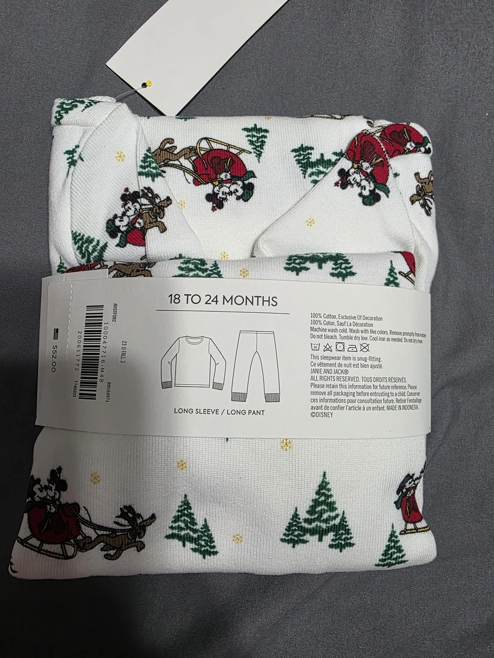 Disney Janie and Jack White Holiday Mickey Two-Piece Pajama Set
